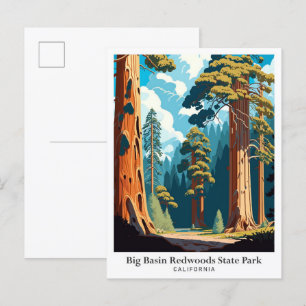 Reiseillustration für den Big Basin Redwoods State Postkarte