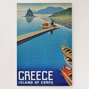 Reiseillustration für Griechenland, Insel Korfu im Puzzle