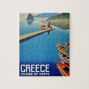 Reiseillustration für Griechenland, Insel Korfu im Puzzle