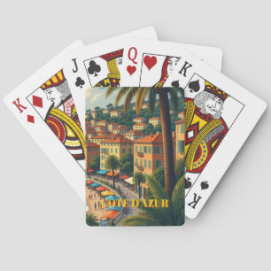 Reiseillustration im Vintage-Stil Cote D'Azur Spielkarten