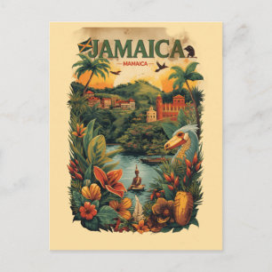 Reiseillustration im Vintage-Stil Jamaika Feiertagspostkarte
