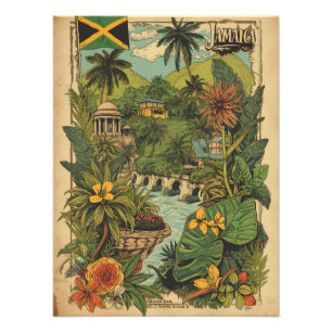 Reiseillustration im Vintage-Stil Jamaika Fotodruck