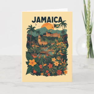 Reiseillustration im Vintage-Stil Jamaika Karte