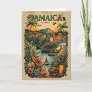 Reiseillustration im Vintage-Stil Jamaika Karte