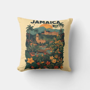 Reiseillustration im Vintage-Stil Jamaika Kissen