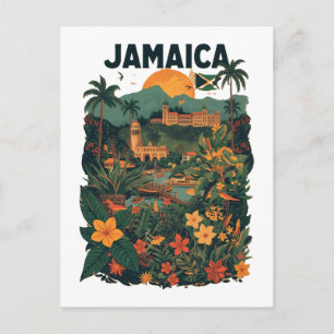 Reiseillustration im Vintage-Stil Jamaika Postkarte