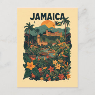 Reiseillustration im Vintage-Stil Jamaika Postkarte