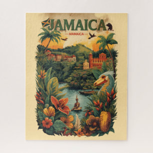 Reiseillustration im Vintage-Stil Jamaika Puzzle