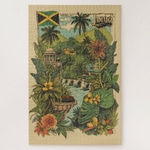 Reiseillustration im Vintage-Stil Jamaika Puzzle