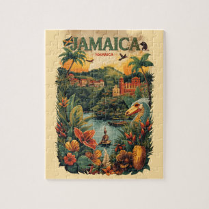 Reiseillustration im Vintage-Stil Jamaika Puzzle
