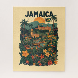 Reiseillustration im Vintage-Stil Jamaika Puzzle