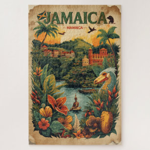 Reiseillustration im Vintage-Stil Jamaika Puzzle