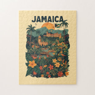 Reiseillustration im Vintage-Stil Jamaika Puzzle