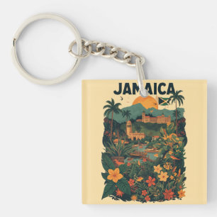 Reiseillustration im Vintage-Stil Jamaika Schlüsselanhänger