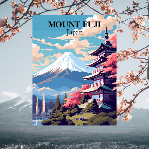 Reiseillustration Mount Fuji, Japan Postkarte