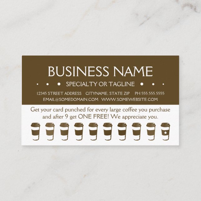 ReiseKaffeetasse-Loyalitäts-Lochkarte Treuekarte (Rückseite)