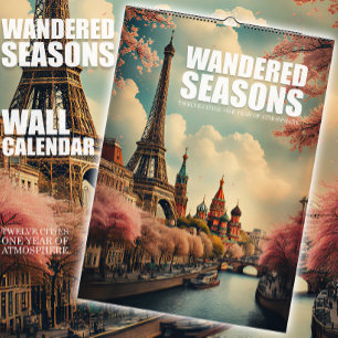 Reisekalender mit 12 Städten und Jahreszeiten Kalender