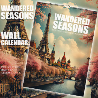 Reisekalender mit 12 Städten und Jahreszeiten Kalender