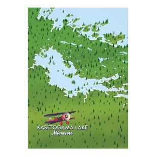 Reisekarte des Kabetogama-Sees, Minnesota, USA. Fotodruck