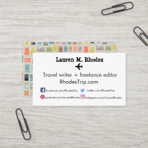 Reisekarten mit Stempel-Thema für Reisejournaliste Visitenkarte