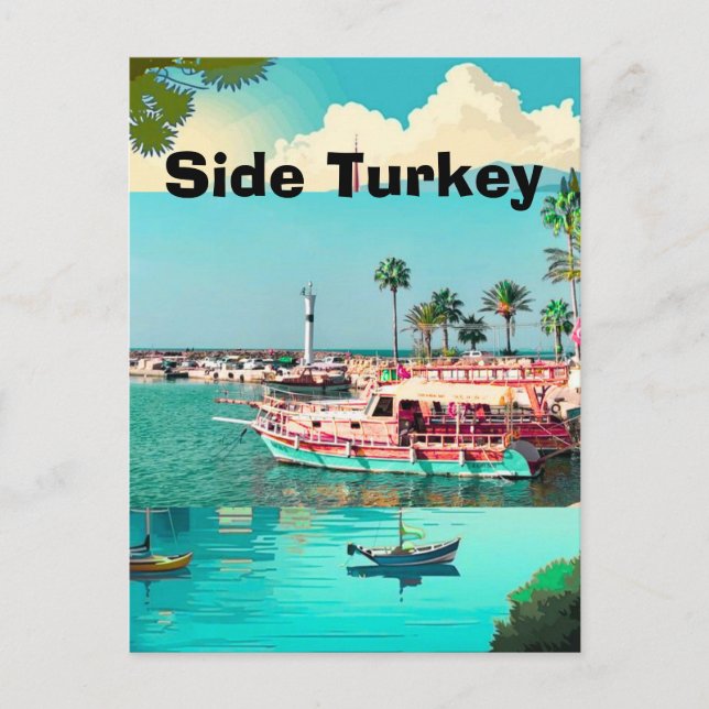 Reisekartenkunst Side, Türkei Postkarten Kunst (Vorderseite)