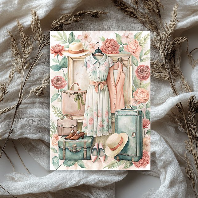 Reisekoffer für Vintage Sommerferien Seidenpapier (Vintage summer vacation travel suitcases tissue paper)