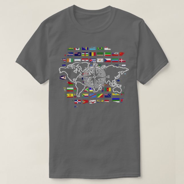Reisekompass World Map Reisen International T-Shirt (Design vorne)