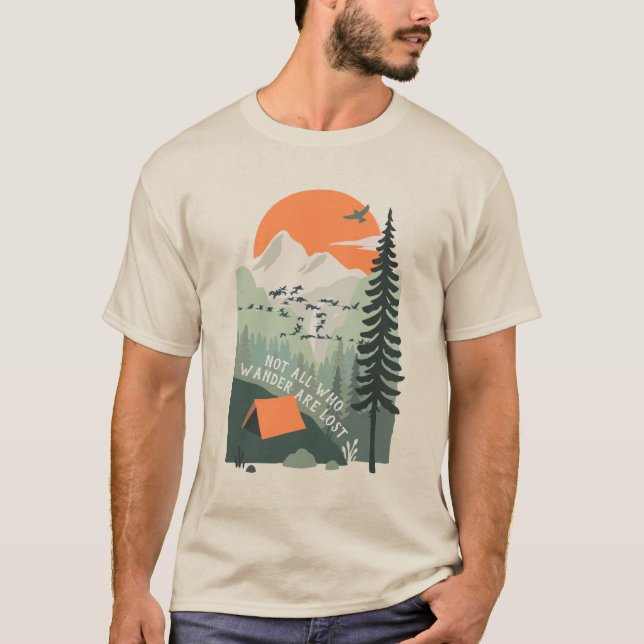Reisekostenangebot Camping Landschaft Retro Art T-Shirt (Vorderseite)