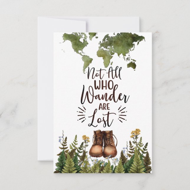 Reisekunst Nicht alle, die Wander verloren haben RSVP Karte (Vorderseite)
