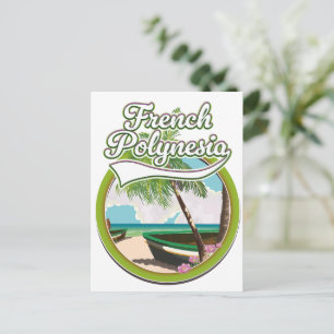 Reiselogo Französisch-Polynesien. Einladungspostkarte