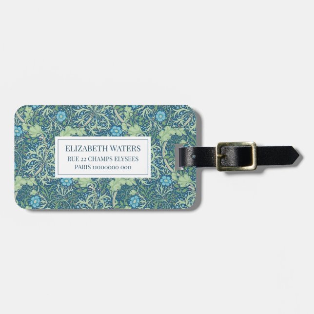 REISELUGGAGE TAG : WILLIAM MORRIS : SEAWEED GEPÄCKANHÄNGER (Vorderseite horizontal)