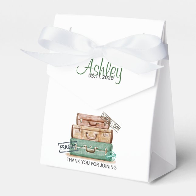 Reisemagazin Baby Dusche Gefälligkeitsbox Geschenkschachtel (Vorderseite)