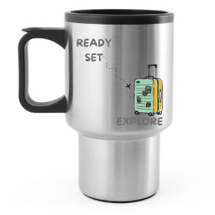 Reisen Adventure Ready Set Erforschen Kofferdesign Reisebecher