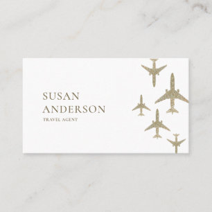Reisen Agent Gold Glitzer Flugzeuge Visitenkarte