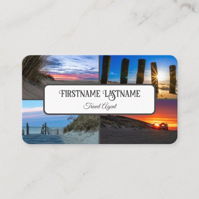 Reisen Agent Sonnenuntergang Himmel Strand Fotos Q Visitenkarte (Vorderseite)