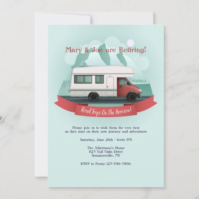 Reisen auf dem Weg zur Horizon-Pensionierung Einladung (Vorderseite)