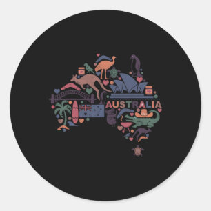 Reisen Australien Karte Sydney Australian Vacation Runder Aufkleber