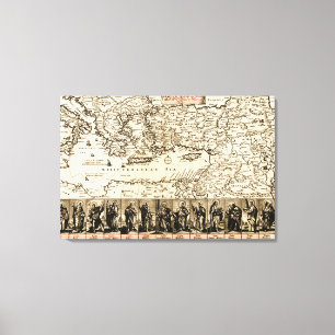 Reisen des Apostels PaulPanoramic Karte Leinwanddruck