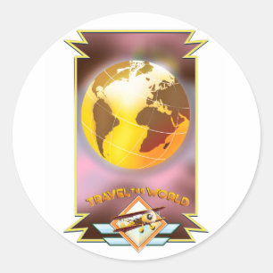 Reisen durch die Welt Goldene Globe Runder Aufkleber