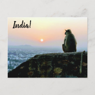 Reisen Friedliche Meditation Affe Indien Sunset Postkarte