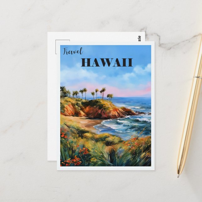 Reisen Hawaii, Küstengebiet, Postkarte (Vorderseite/Rückseite Beispiel)