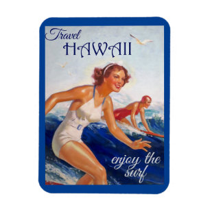Reisen Hawaii, Surfen, Retro Magnet