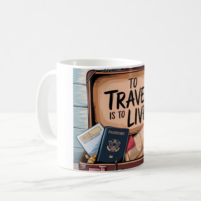 Reisen heißt leben kaffeetasse (Vorderseite Links)