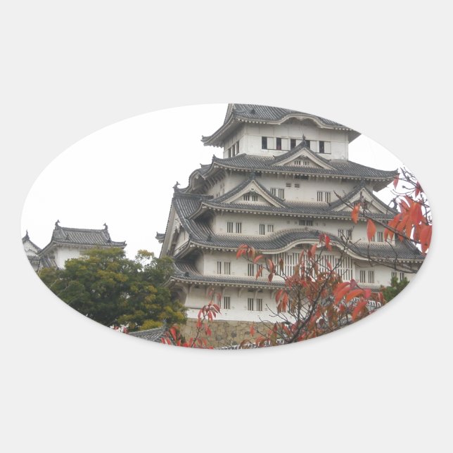 Reisen Himeji Schloss Ovaler Aufkleber (Vorderseite)