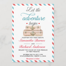 Reisen Hochzeit Einladung Postkarte Rotes Blau