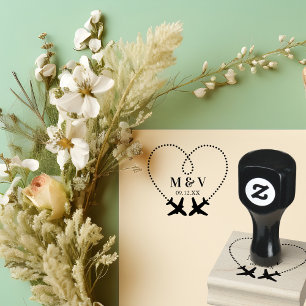 Reisen Hochzeit Zwei Flugzeuge machen Herz-Moderne Gummistempel