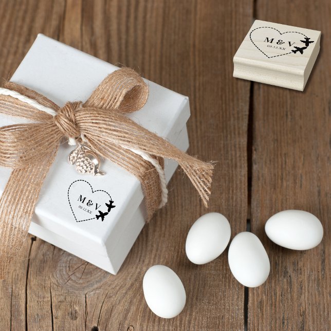 Reisen Hochzeit Zwei Flugzeuge machen Herz-Moderne Gummistempel (Von Creator hochgeladen)