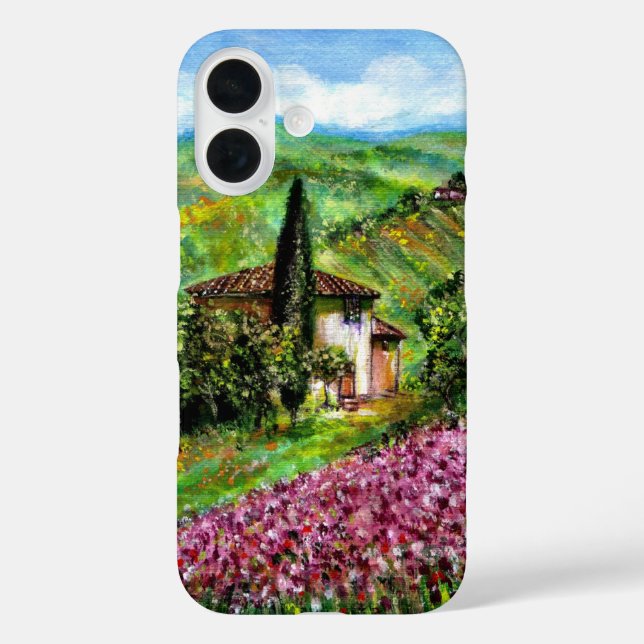 REISEN IN DER Toskana, Lila Blume Felder Landschaf Case-Mate iPhone Hülle (Rückseite)