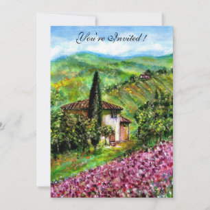 REISEN IN DER TUSKANISCHEN, Feld für grüne Lila Bl Einladung