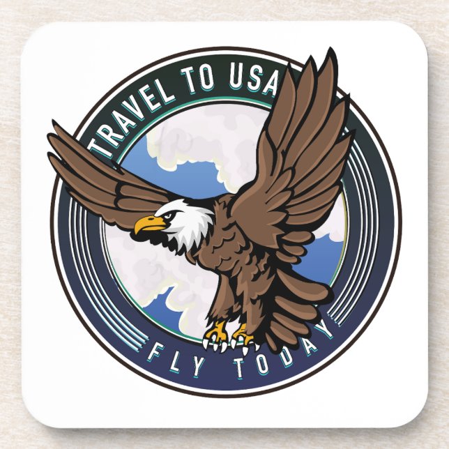 Reisen in die USA Fly-Logo Getränkeuntersetzer (Vorderseite)